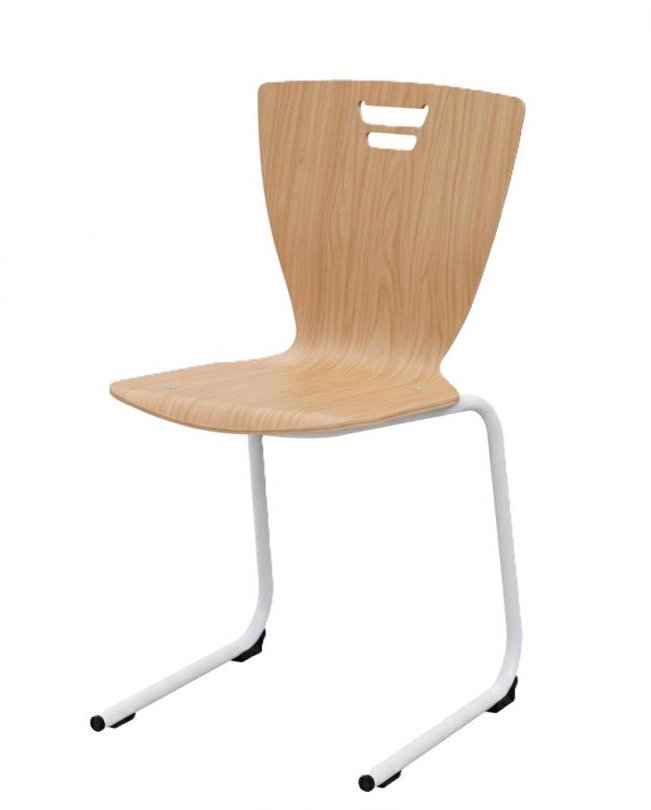 Учнівський стілець з суцільним фанерним моноблоком та гнутим металокаркасом, на рост. гр. №6, покриття - екологічно-чистий лак, АЛМАНТ, 420х475х830 мм(h=460 мм)